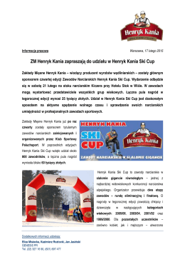 ZM Henryk Kania zapraszają do udziału w Henryk Kania Ski Cup