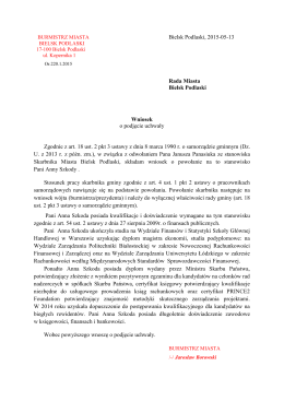 Bielsk Podlaski, 2015-05-13 Rada Miasta Bielsk Podlaski Wniosek o