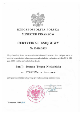 RZECZPOSPOLITA POLSKA MINISTER FINANSÓW