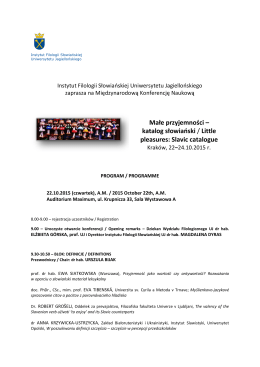 program konferencji - Instytut Filologii Słowiańskiej