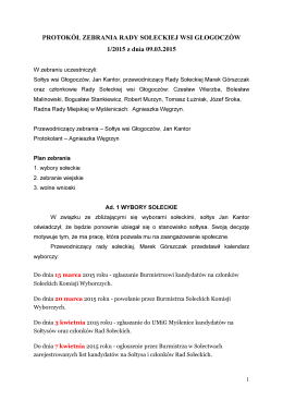 protokół zebrania rady sołeckiej wsi głogoczów 09.03.2015