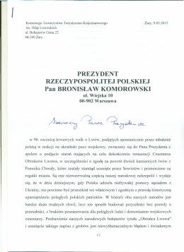 List do Prezydenta RP z dnia 9 marca 2015r.