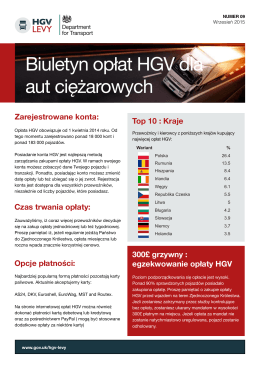 Biuletyn opłat HGV dla aut ciężarowych