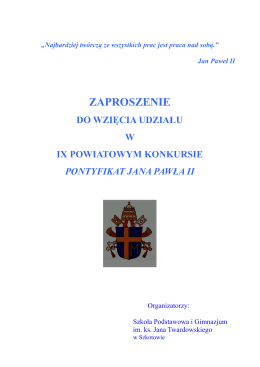 Regulamin IX Powiatowy Konkurs pt. „Pontyfikat