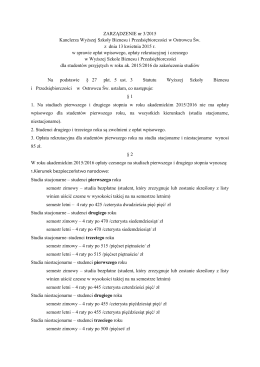 ZARZĄDZENIE nr 3/2015 Kanclerza Wyższej Szkoły