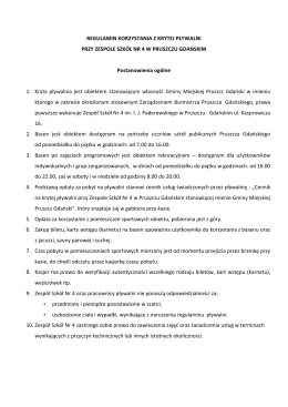 Regulamin korzystania z basenu - Basen w Pruszczu Gdańskim