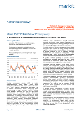 Komunikat prasowy - Markit Economics