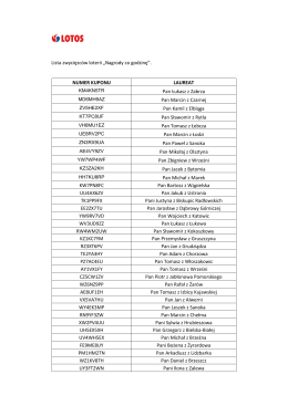 Lista zwycięzców - Wygrywanie przez tankowanie