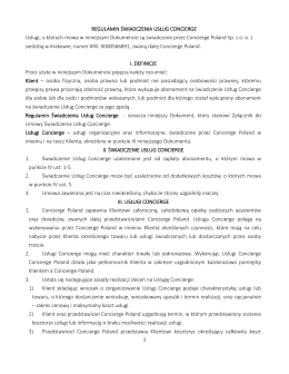 Regulamin - Cracow Concierge