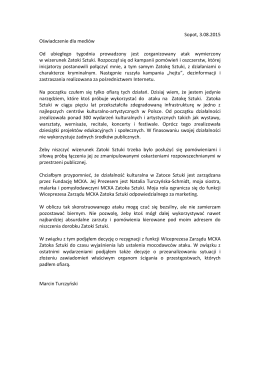 Sopot, 3.08.2015 Oświadczenie dla mediów Od