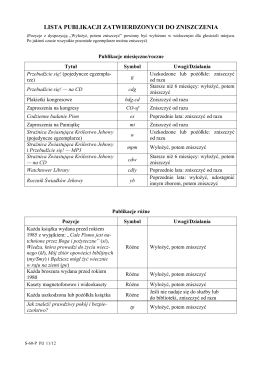 lista publikacji zatwierdzonych do zniszczenia