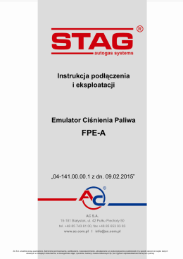 Instrukcja podłączenia i eksploatacji Emulator Ciśnienia Paliwa FPE-A