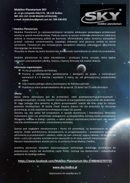 Mobilne Planetarium-Oferta - Mobilne Planetarium Sky Siedlce