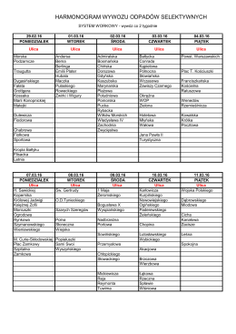 Harmonogram wywozu odpadów selektywnych