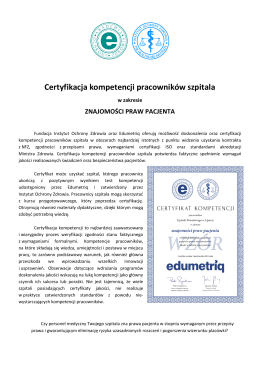 Certyfikacja kompetencji pracowników szpitala
