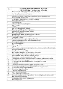 Wykaz dokumentacji medycznej - SP ZOZ Szpital Psychiatryczny w