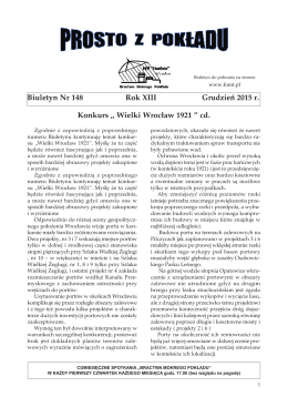 Biuletyn Nr 148 Rok XIII Grudzień 2015 r. Konkurs ,, Wielki Wrocław