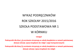 podręczniki 2015/2016 - Szkoła Podstawowa nr 1 im. Tytusa