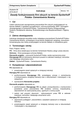 Zasady funkcjonowania firm obcych na terenie Dyckerhoff Polska