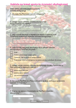 Ankieta na temat spożycia żywności ekologicznej