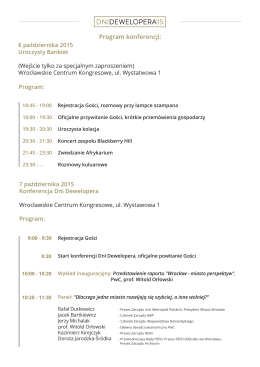 Program konferencji: - Dni Dewelopera 2015