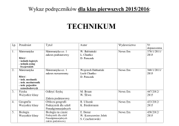 Wykaz podręczników klas 1 TECHNIKUM 2015-2016