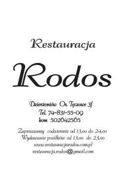 menu 2014 - Restauracja Rodos