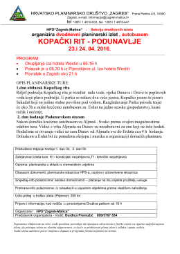 Program izleta - HPD Zagreb