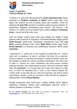 Trenčiansky samosprávny kraj Tlačová správa Trenčín, 13. apríl