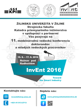 invent 2016 - Katedra priemyselného inžinierstva