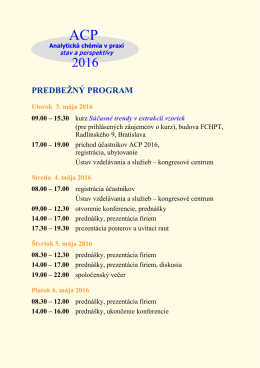 ACP2016 - Predbežný program