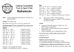 2016 babauszi terv - Lubicka Sport Club