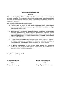 Együttműködési Megállapodás (tervezet)