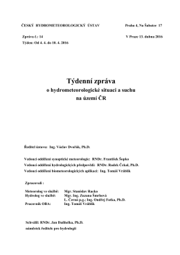 Týdenní zprávě o hydrometeorologické situaci a suchu na území ČR