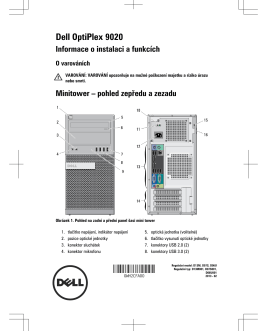 Dell OptiPlex 9020 Informace o instalaci a funkcích
