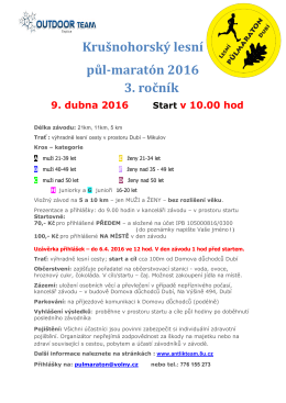 Krušnohorský lesní půl-maratón 2016 3. ročník 9. dubna 2016 Start