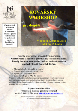Kovářský workshop 9.4.2016 pro dospělé
