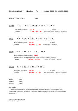 Rozpis treninku sk A (roč. 2008,2009,2010,2011)