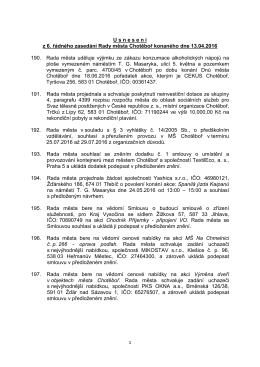 Usnesení Rady města Chotěboř 13.4.2016