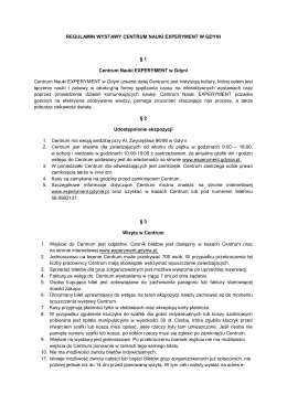 Regulamin Centrum Nauki EXPERYMENT format: pdf