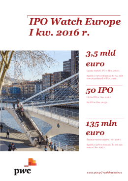 IPO Watch Europe I kw. 2016 r.