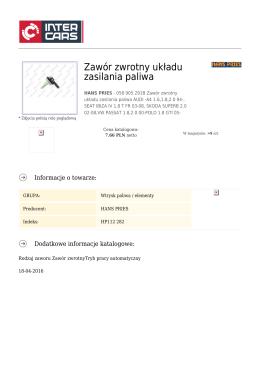 Zawór zwrotny układu zasilania paliwa