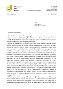 Pismo do Premier E. Kopacz ws funkcjonowania komisji klęskowych
