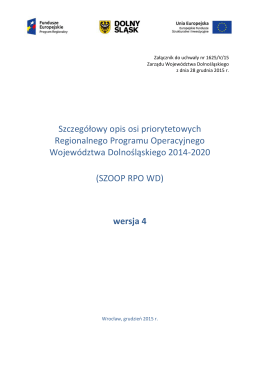 Szczegółowy opis osi priorytetowych RPO WD 2014-2020