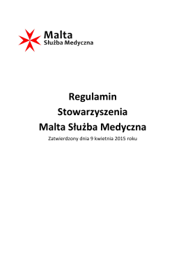 Regulamin Stowarzyszenia Malta Służba Medyczna