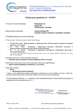 Deklaracja zgodności nr 42/2015 - Klima Oprema Polska