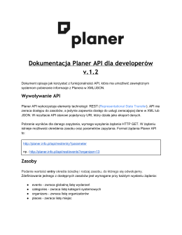 Dokumentacja Planer API dla developerów v.1.2