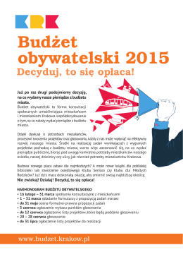 Budżet obywatelski 2015 - Dzielnica X Miasta Krakowa