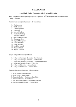 Protokół Nr V/2015 z sesji Rady Gminy Tereszpol z dnia 27 lutego