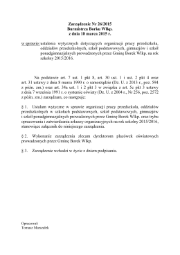 Zarządzenie Nr 26/2015 Burmistrza Borku Wlkp. z dnia